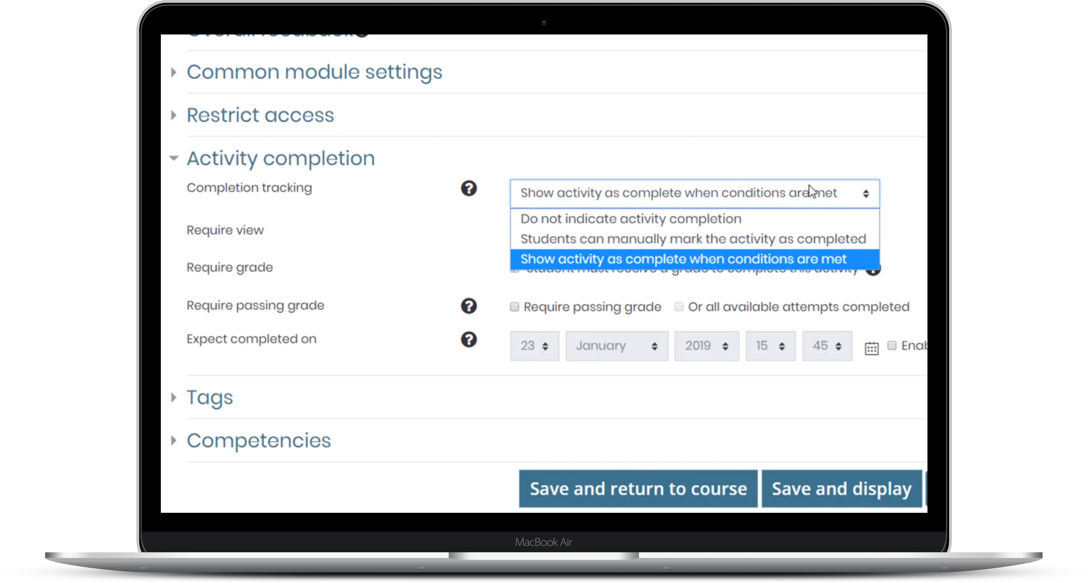 Setting Up Activity Completion Tracking Laptop Image