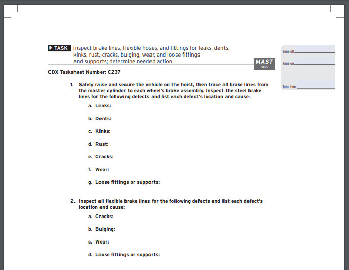 Trackable task sheets