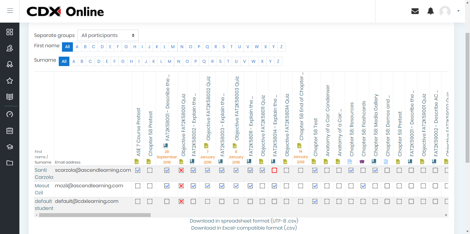 Adjust the online gradebook or export information for easy reporting